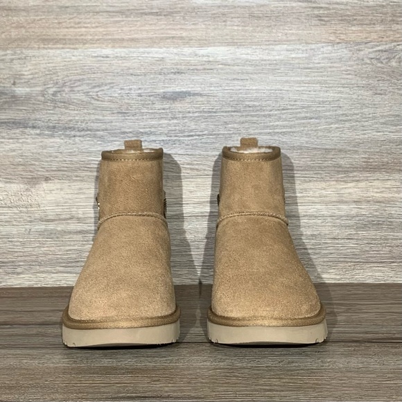 UGG Women’s Classic Mini Chains Chestnut Suede Boots - Picture 2 of 10